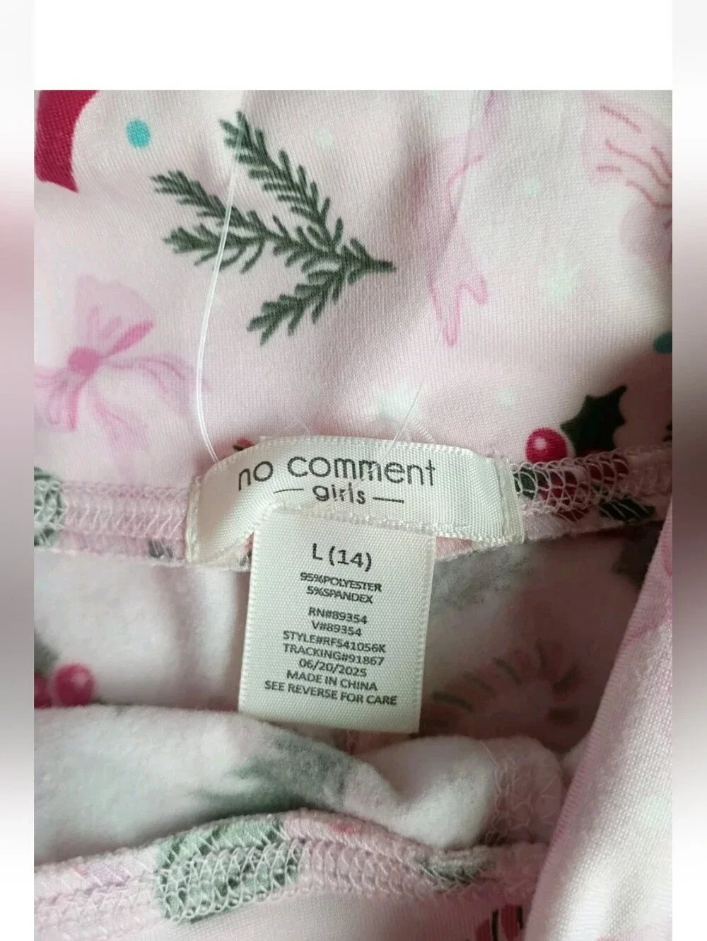 No Comment Pink Live And Lou Two Piece Set With Scuntchie Kids L (14) Christmas